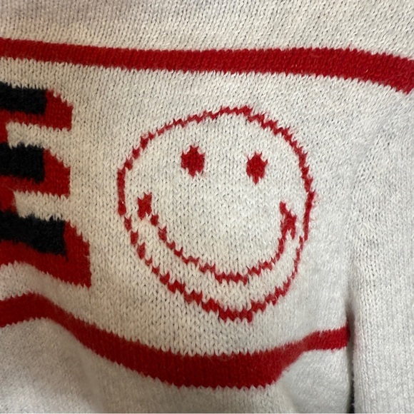 American Eagle Smiley Sweater Heather Gray AE Logo Women's Medium Preppy Retro - Picture 5 of 12
